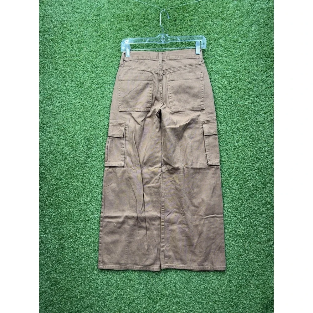 Old Navy Cargo Pants Girls 12 Brown Wide Leg Utility Pockets Cotton Brown NWT